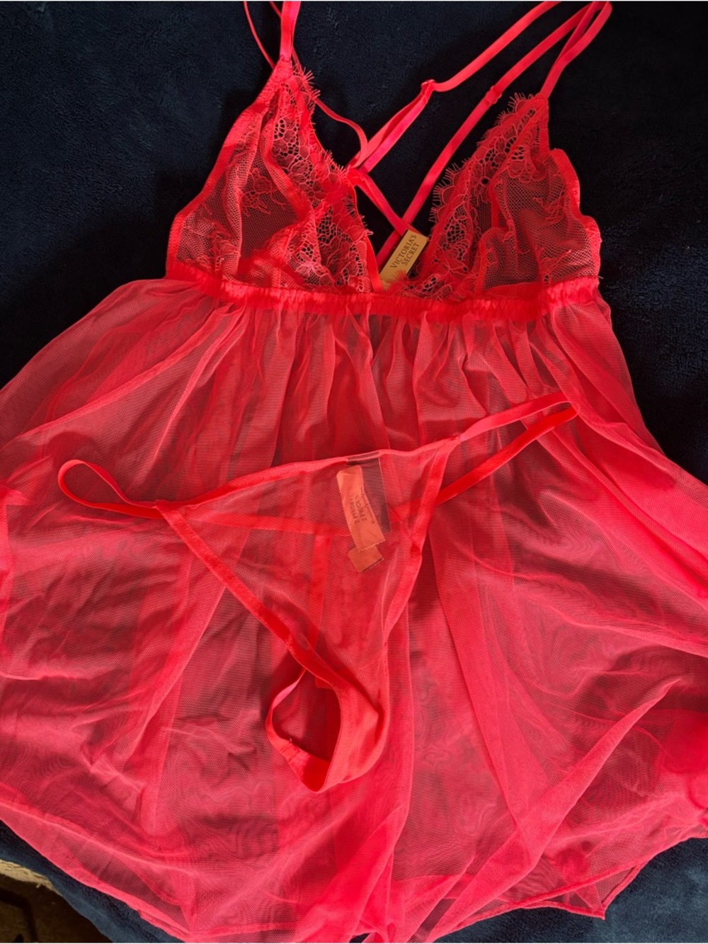 Victoria’s Secret Dream ANGELS Hot Pink Lingerie Babydoll